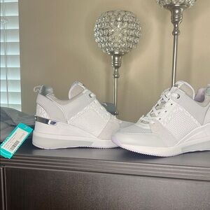 Michael Kors White and Silver Sneakers